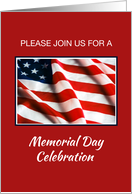 Memorial Day Event Invitation Flag on Red White Blue card