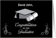 Custom Name David Graduation Congratulations Black Silver card