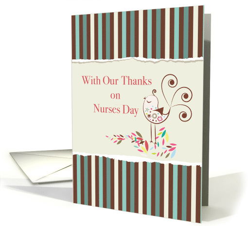 From Group Happy Nurses Day Cute Bird on Striped Paper card (1275902)