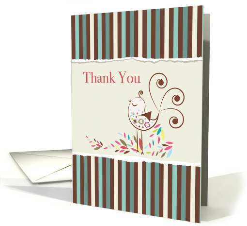 Thank You Cute Birds on Stripes card (1276650)