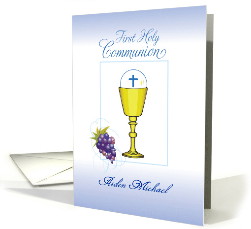 Personalize Name Boy Aiden First Communion Chalice card (1276872)