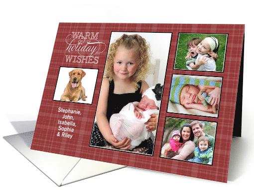 5 Photo Christmas Holiday Wishes Red Plaid card (1289806)