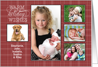 5 Photo Christmas Holiday Wishes Red Plaid card