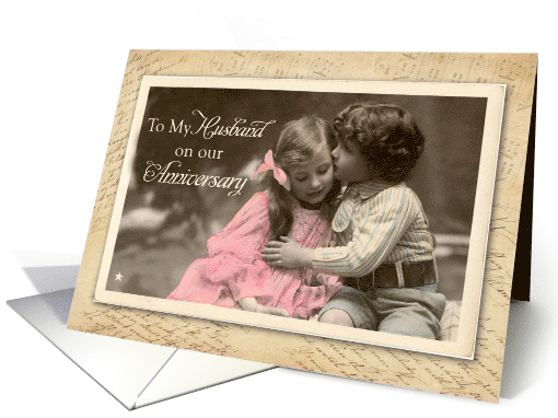 Husband Anniversary Vintage Sweet Kiss card (1290466)