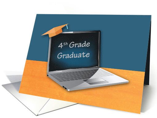 4th Grade Graduation Computer with Graduate Hat card (1291570)