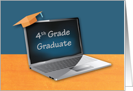 4th Grade Graduation Computer with Graduate Hat card