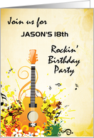 Custom Name and Age Rockin Birthday Party Invitation Guitar card