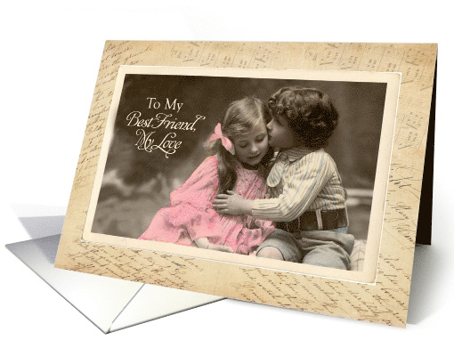 Will You Marry Me Marriage Proposal Vintage Children Sweet Kiss card