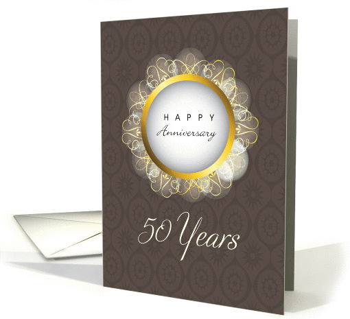 50th Wedding  Anniversary  Brown and Gold Religious card 