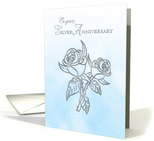 Silver 25th Anniversary With Roses Religious card (1294068)