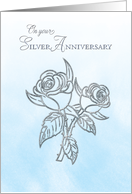 Silver 25th Anniversary With Roses Religious card