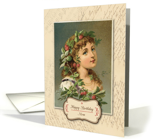 Mom Vintage Raspberry Girl Birthday card (1294152)