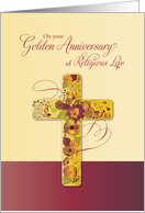 Golden Anniversary of Religious Life for Nun 50 Years Flower Cross card