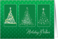 Christmas Trees Bright Light Stars on Green card