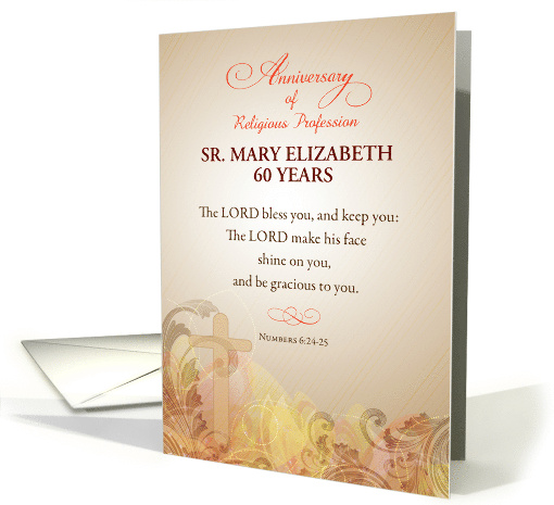 Custom Name and Year Nun 60th Anniversary of Religious Profession card