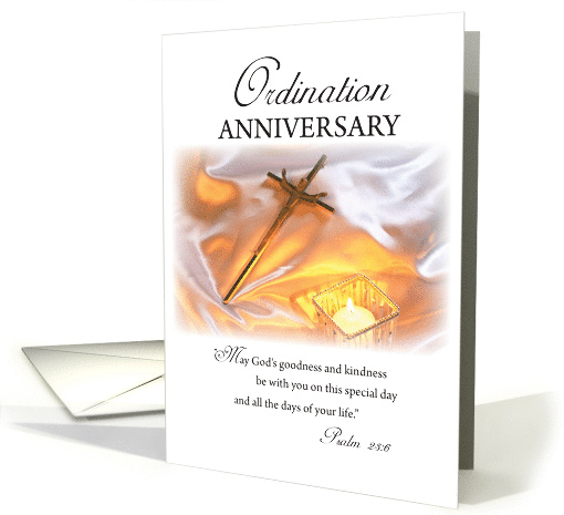 Ordination Anniversary Cross Candle card (1304240)