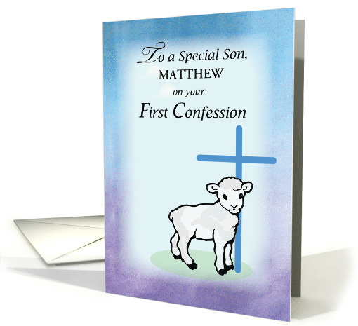 Son Personalizable Matthew First Confession Lamb Cross card (1308254)