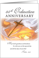 35th Ordination Anniversary with Cross and Candle Religious card