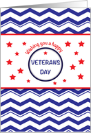 Veterans Day Patriotic Chevron Stripes Stars Red White and Blue card