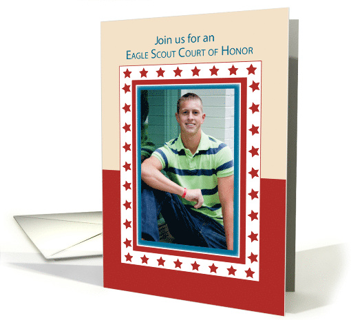 Eagle Scout Court of Honor Photo Invitation Red Stars card (1313940)