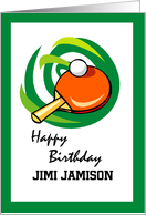 Table Tennis Birthday Ping Pong Customizable Name card