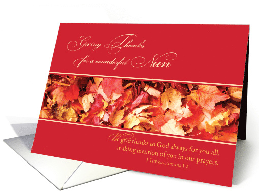 Nun Thanksgiving Leaves Religious card (1315936)