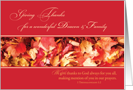 Deacon and Family Religious Thanksgiving Leaves card