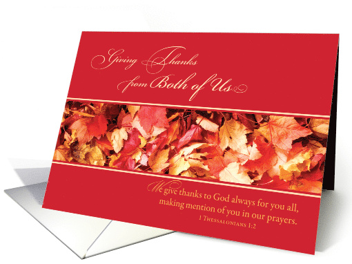 From Both of Us Thanksgiving Leaves Religious card (1316362)