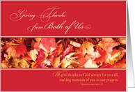 From Both of Us Thanksgiving Leaves Religious card