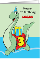 3rd Birthday Custom Name Dinosaur Lucas card