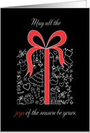 Christmas Present Joys Black Red White card