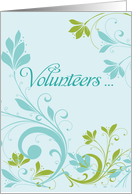 Volunteer Thank You Teal and Green Swirls card