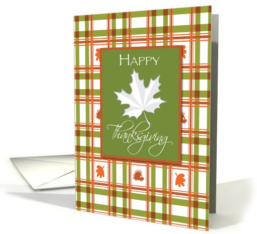 Happy Thanksgiving Leaf on Plaid card (1337878)