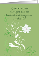 Nurse Thank You Green Swirls card