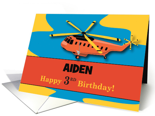 Custom Name Grandson 3rd Birthday with Helicopter card (1342186)