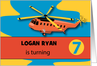 Birthday Invitation Custom Name 7th Birthday with Helicopter card