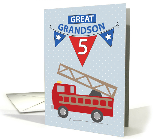 5th Birthday Great Grandson Firetruck card (1343062)