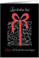 Christmas Present Black Red White Spanish card