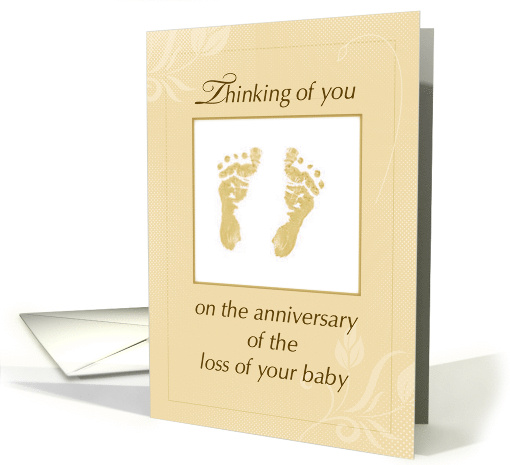 Angelversary Anniversary on Loss of Baby Yellow Foot Prints card