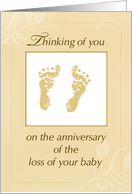 Angelversary Anniversary on Loss of Baby Yellow Foot Prints card