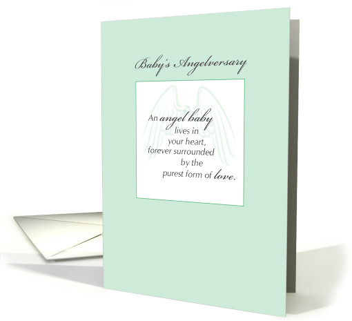 Babys Angelversary Angel Wings on Green Gender Neutral card (1351156)