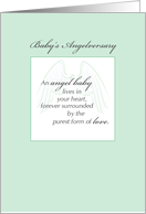 Babys Angelversary Angel Wings on Green Gender Neutral card