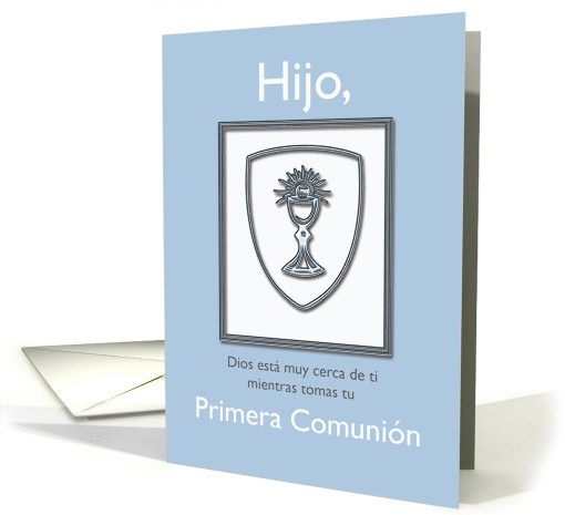 Spanish Son First Communion Blue and Silver card (1351568)