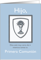 Spanish Son First Communion Blue and Silver card