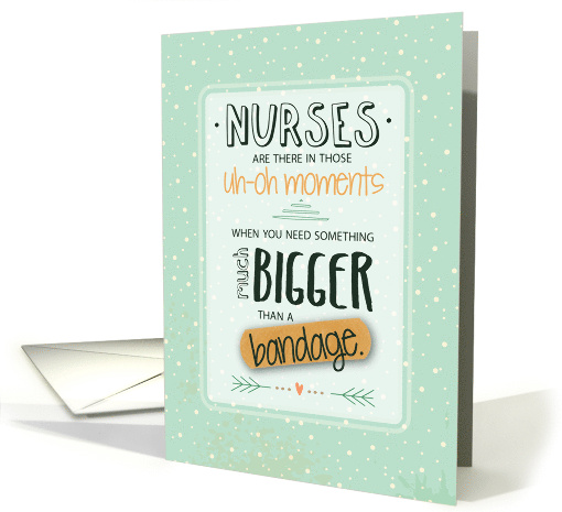 Bandage Nurse Thank You on Light Green card (1351760)