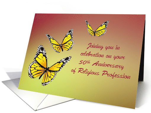 Anniversary of Religious Profession Nun with Butterflies card