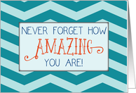Amazing at College Teal Chevron Stripes Thinking of You card