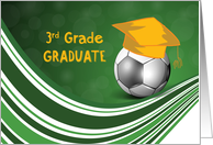 3rd Grade Graduation Congratulations Soccer Ball and Cap card