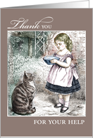 Thank You for Help Vintage Girl and Cat card