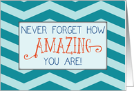 Amazing Person Friendship Teal Chevron Stripes card